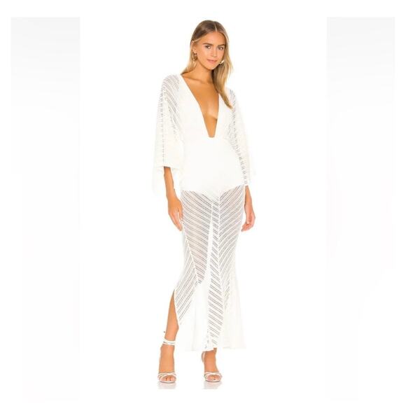 Michael Costello x Revolve Serinda White Bodysuit Maxi Dress Size XS - Picture 1 of 16